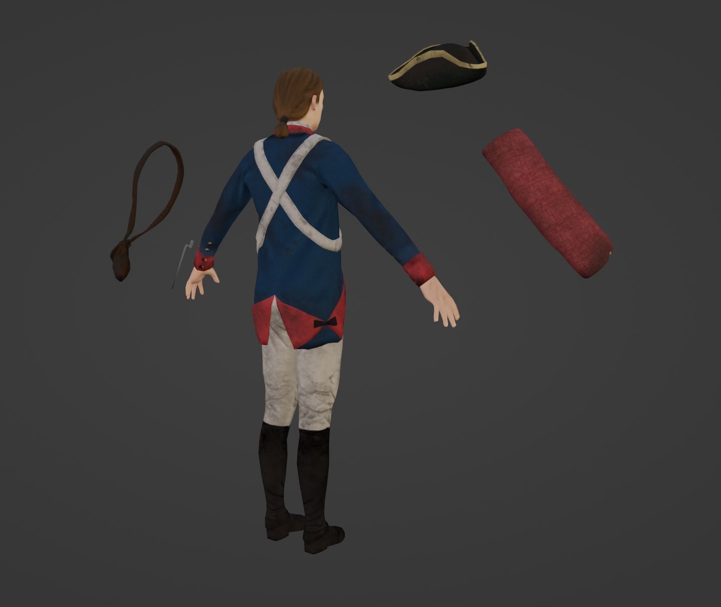 American Revolution Soldier Low-poly 3D model_3