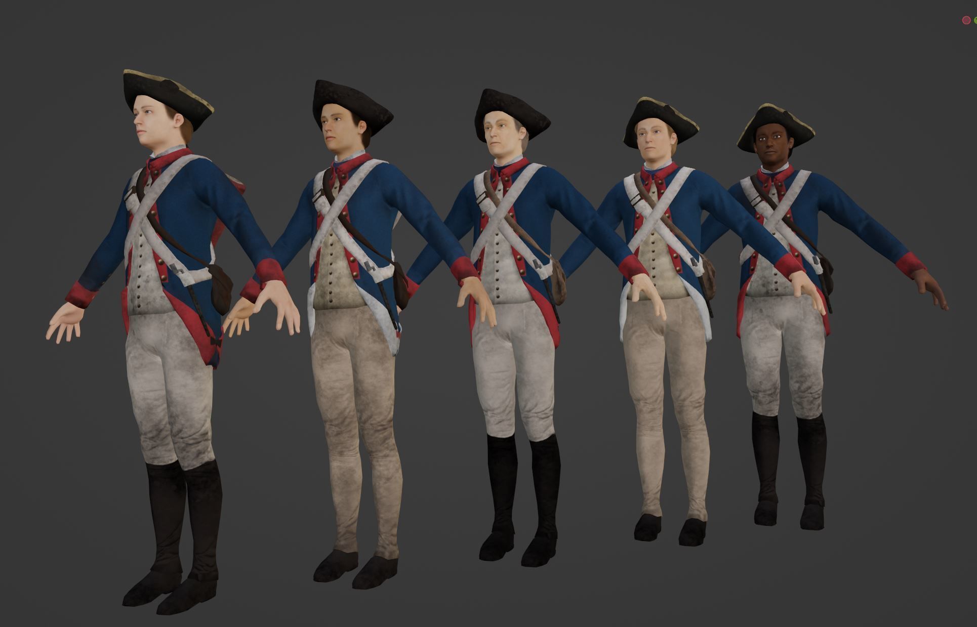 American Revolution Soldier Low-poly 3D model_12