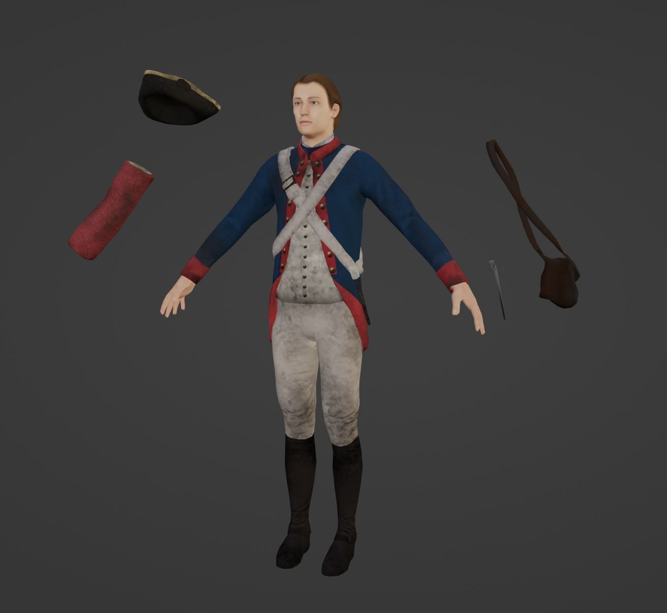 American Revolution Soldier Low-poly 3D model_2