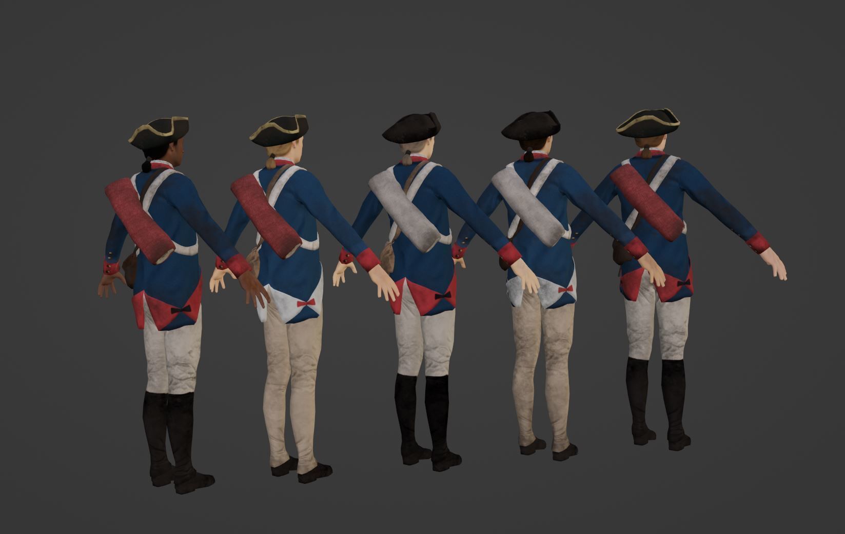 American Revolution Soldier Low-poly 3D model_7