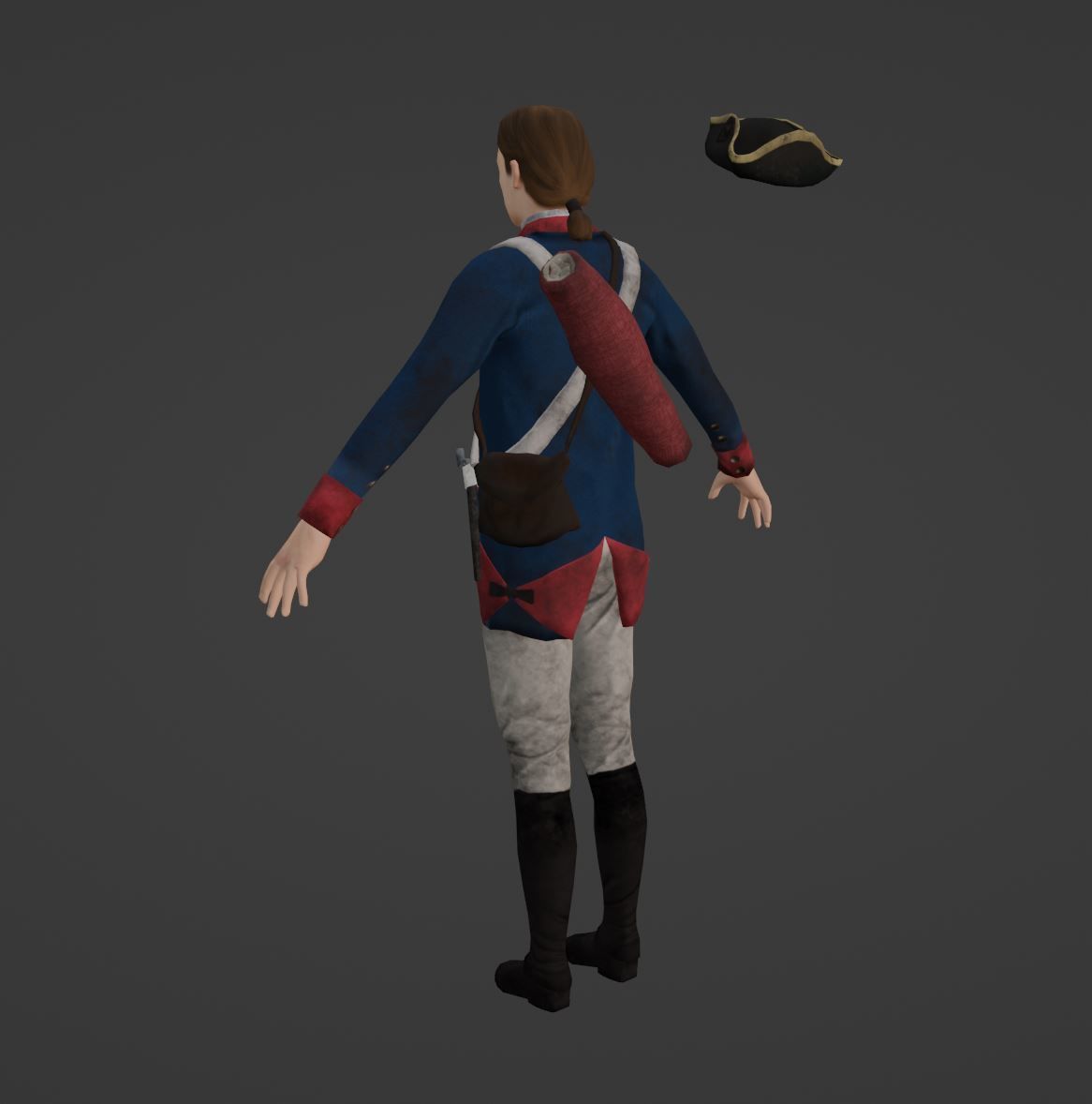 American Revolution Soldier Low-poly 3D model_9