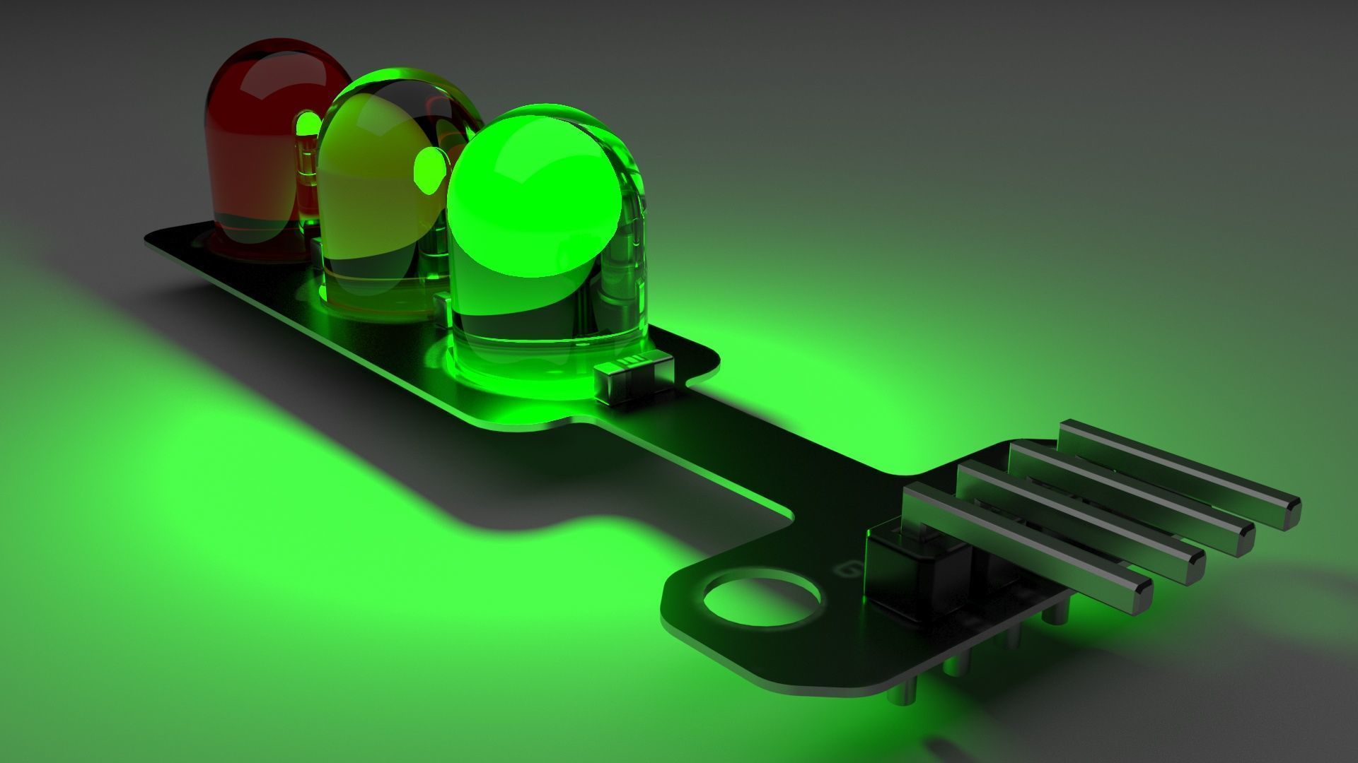 Traffic Lights LED Module With Illuminating Animation 3D model_1