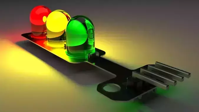 Traffic Lights LED Module With Illuminating Animation 3D model