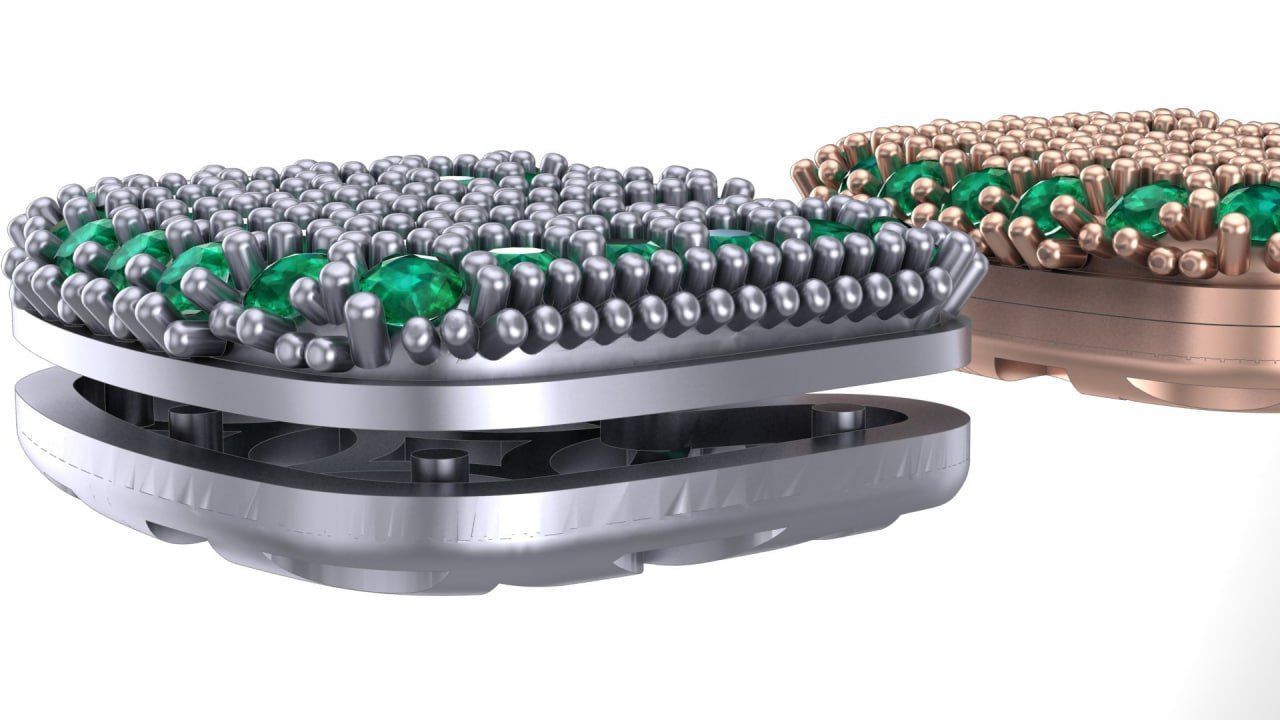 letter E convex surface full of diamonds 3D print model_2