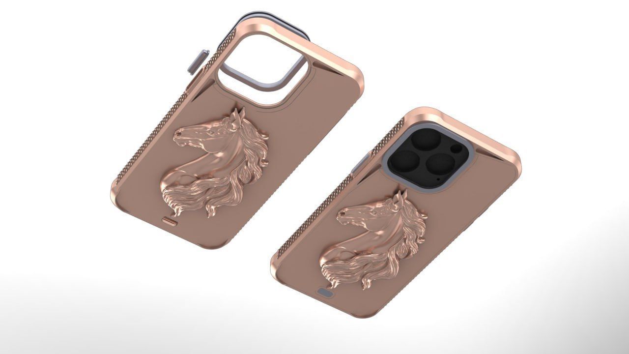 Horse on the back iphone 14 pro max guard 3D print model_3