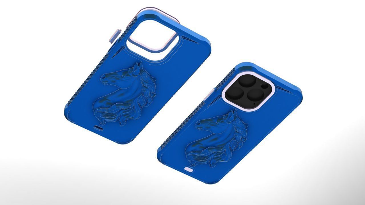 Horse on the back iphone 14 pro max guard 3D print model_2