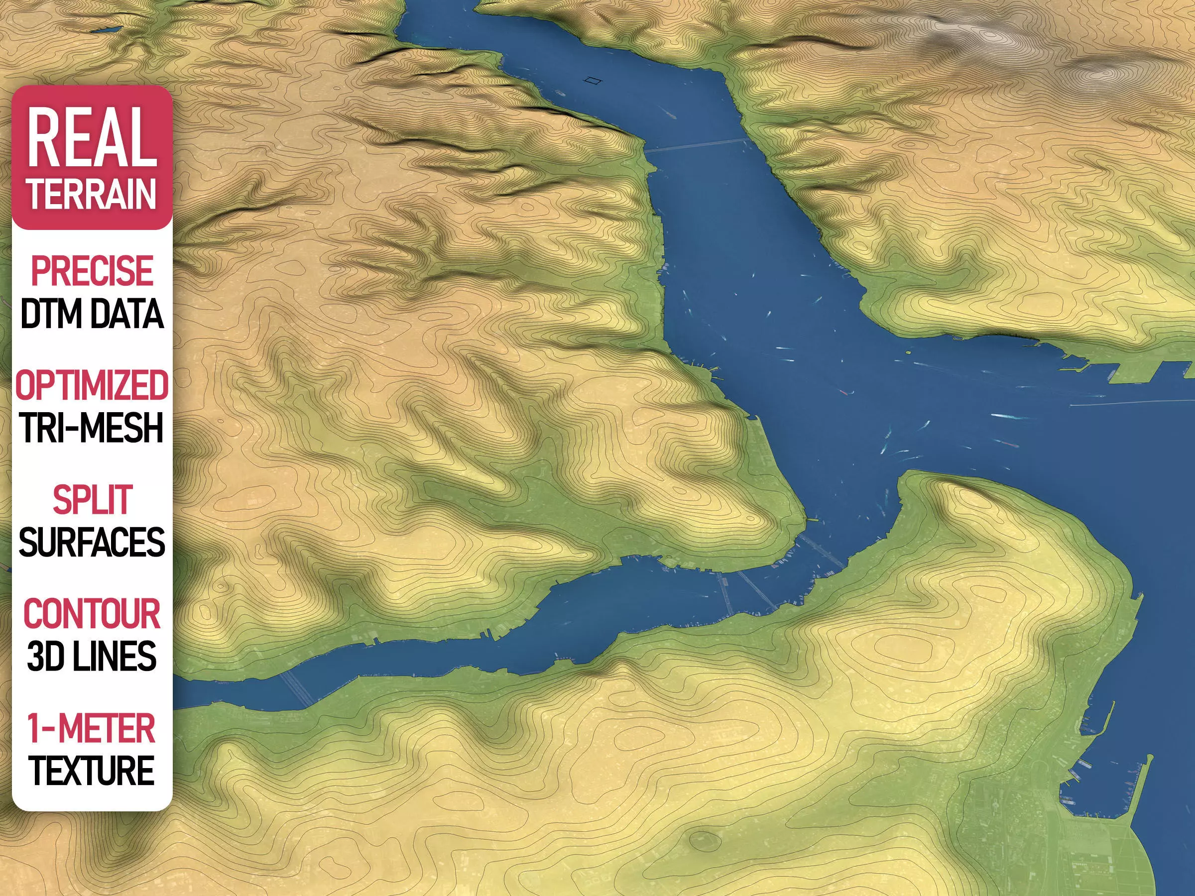Istanbul - Topography Terrain Low-poly 3D model_0