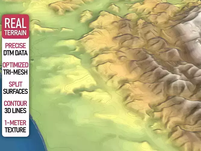 Muscat - Topography Terrain Low-poly 3D model