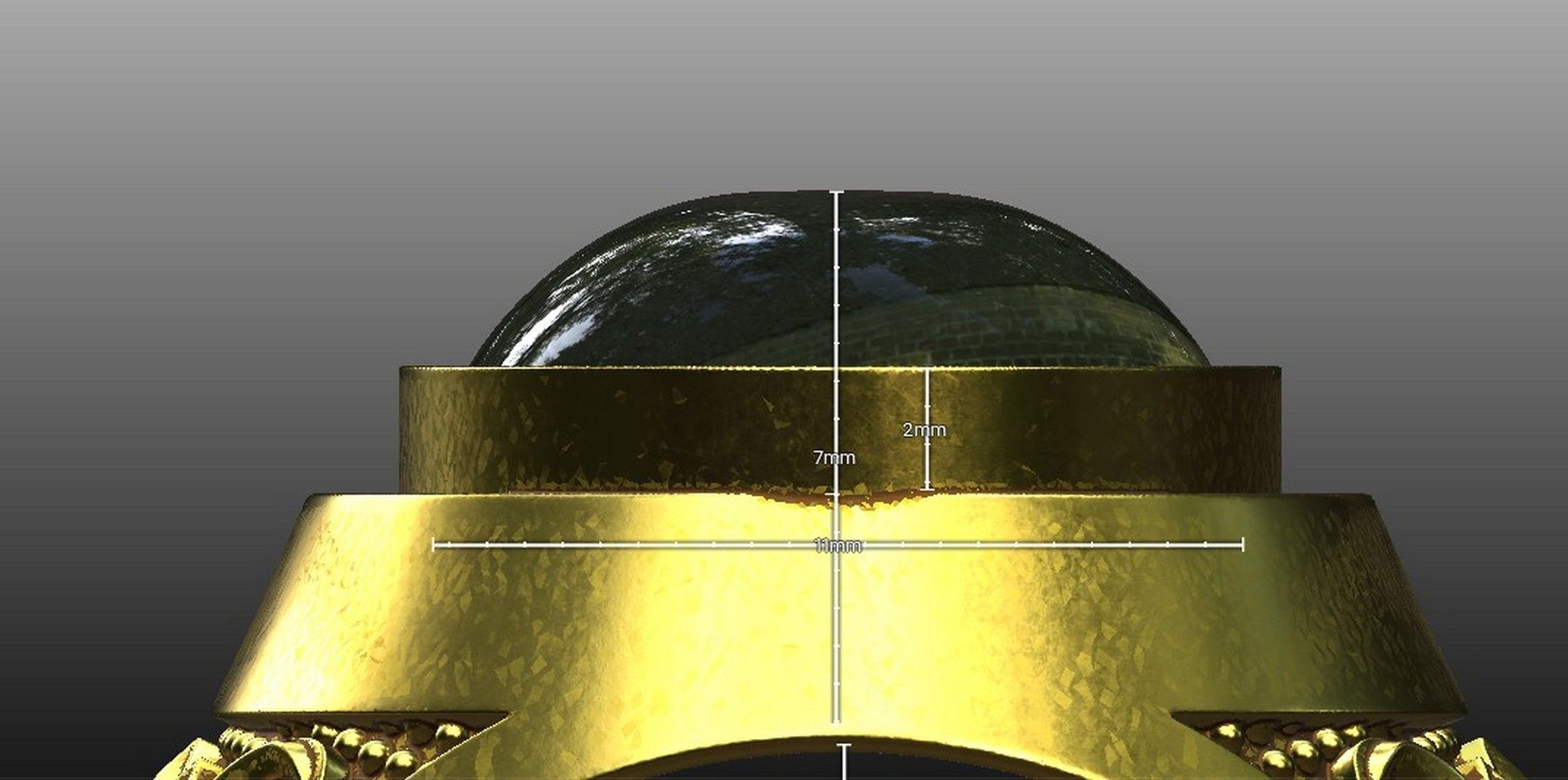 Ring 19 mm with cabochon-cut gemstone 3D print model_4