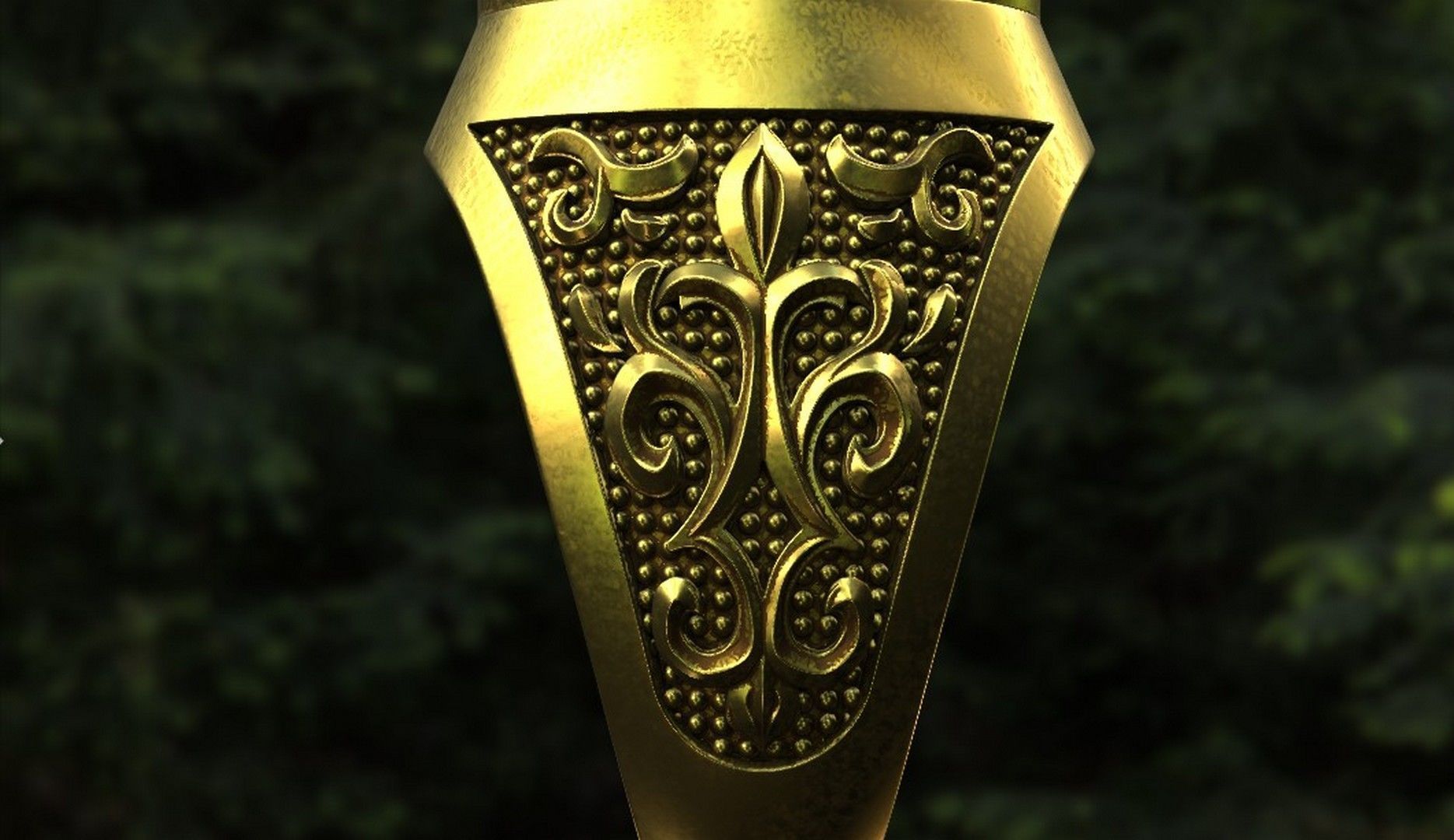 Ring 19 mm with cabochon-cut gemstone 3D print model_13