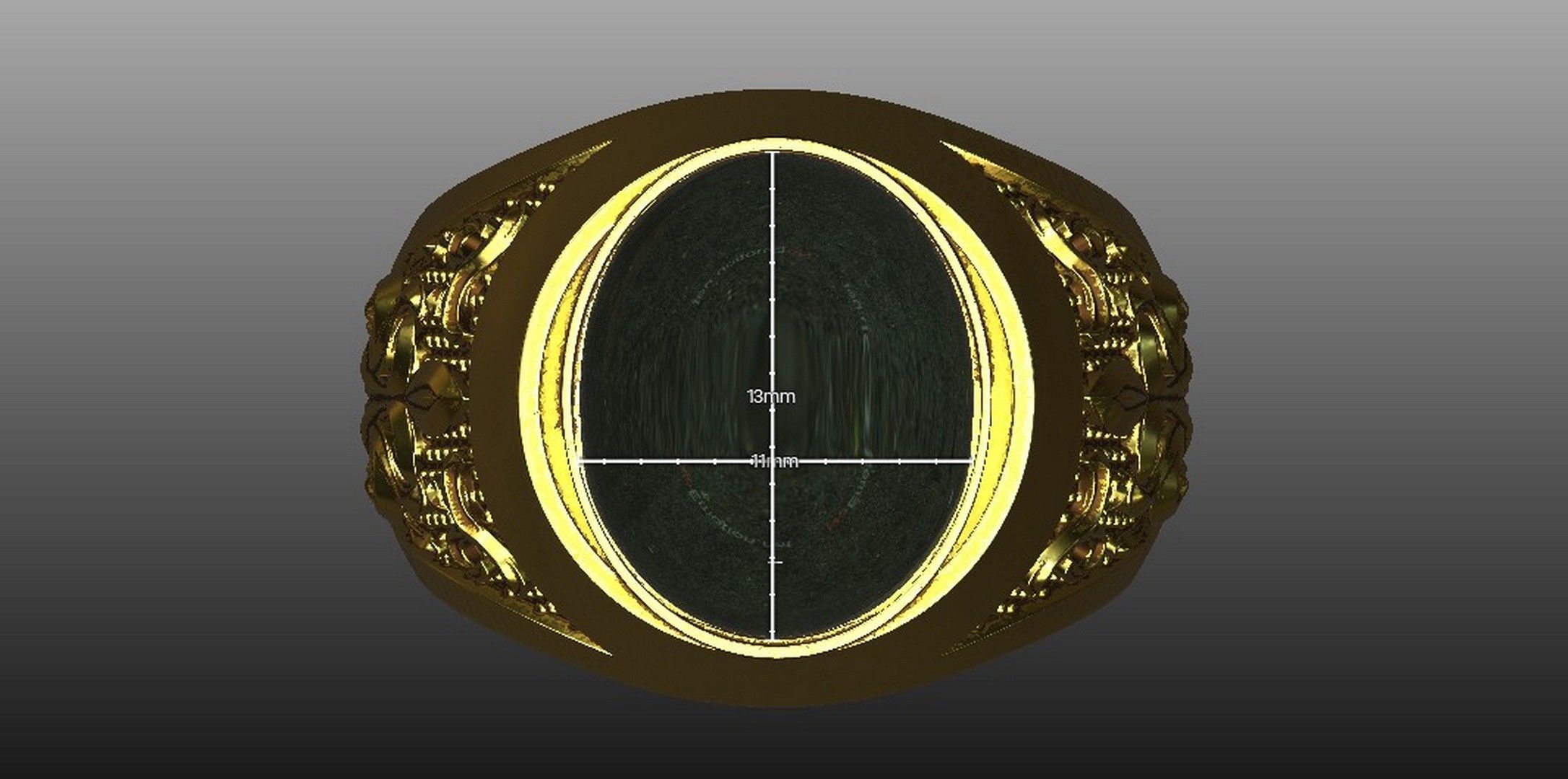 Ring 19 mm with cabochon-cut gemstone 3D print model_5