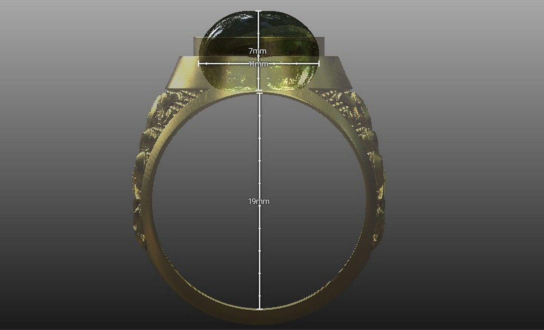 Ring 19 mm with cabochon-cut gemstone 3D print model_3