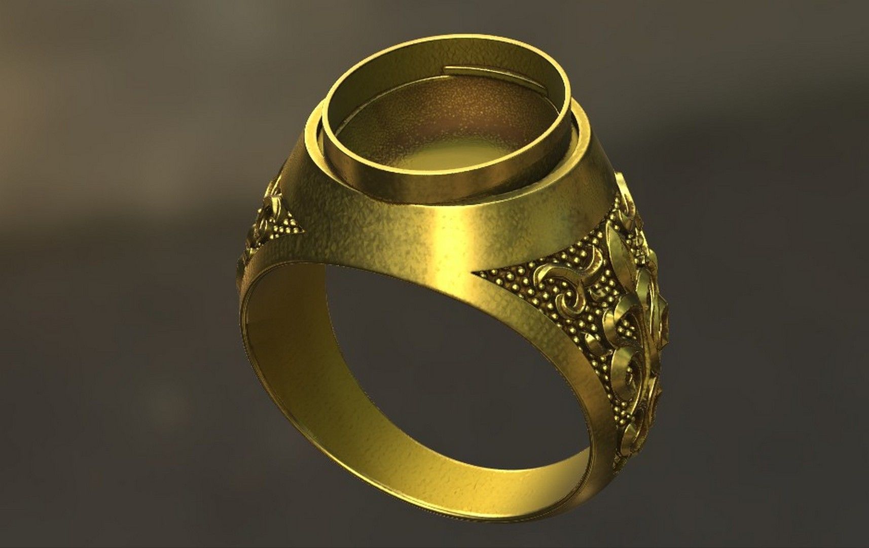 Ring 19 mm with cabochon-cut gemstone 3D print model_6
