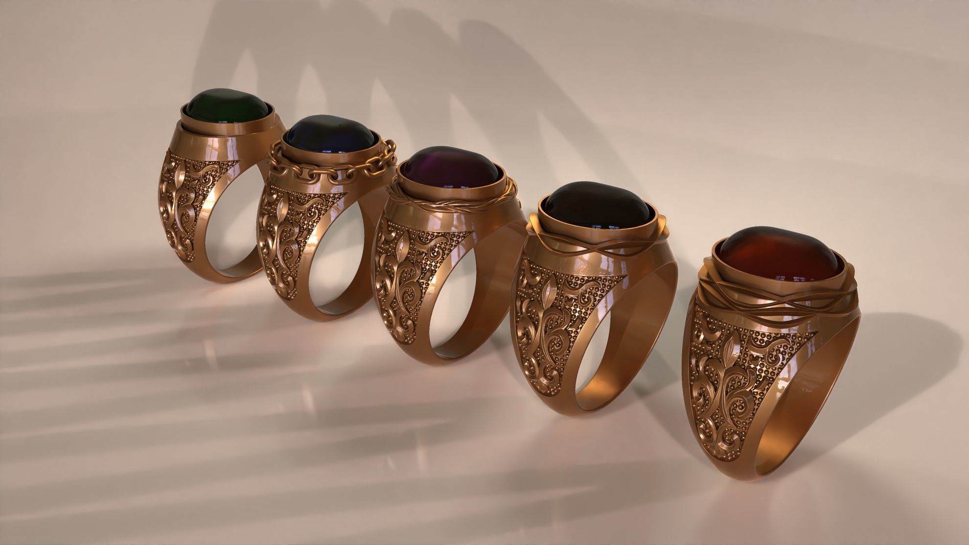 Ring 19 mm with cabochon-cut gemstone 3D print model_2