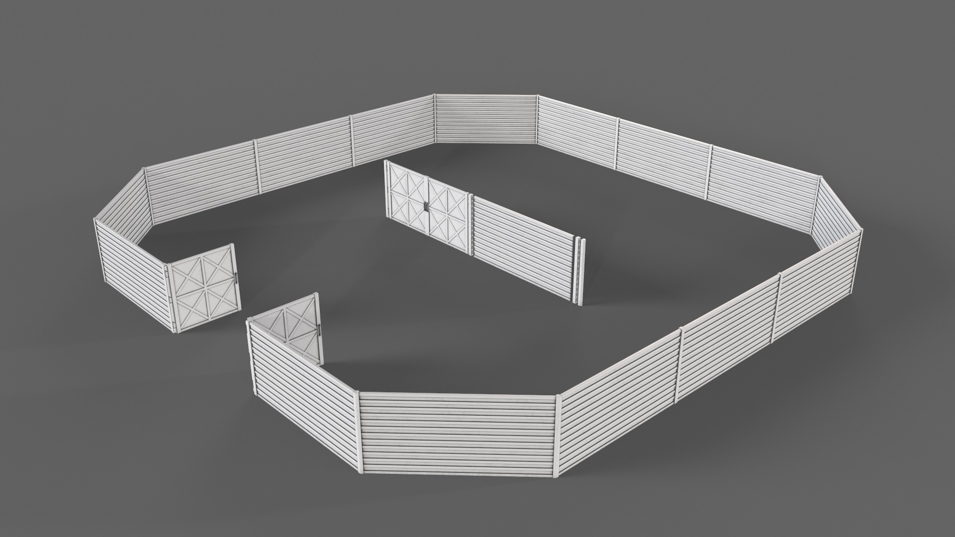 PBR Gate and Fence 1 Low-poly 3D model_8