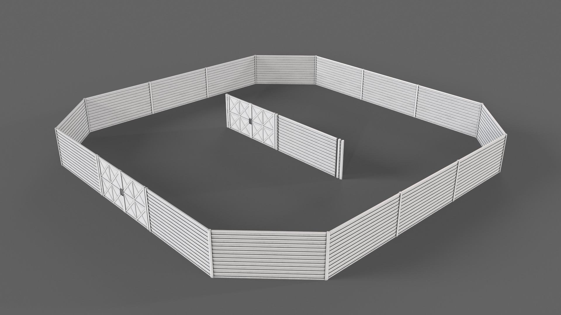 PBR Gate and Fence 1 Low-poly 3D model_7