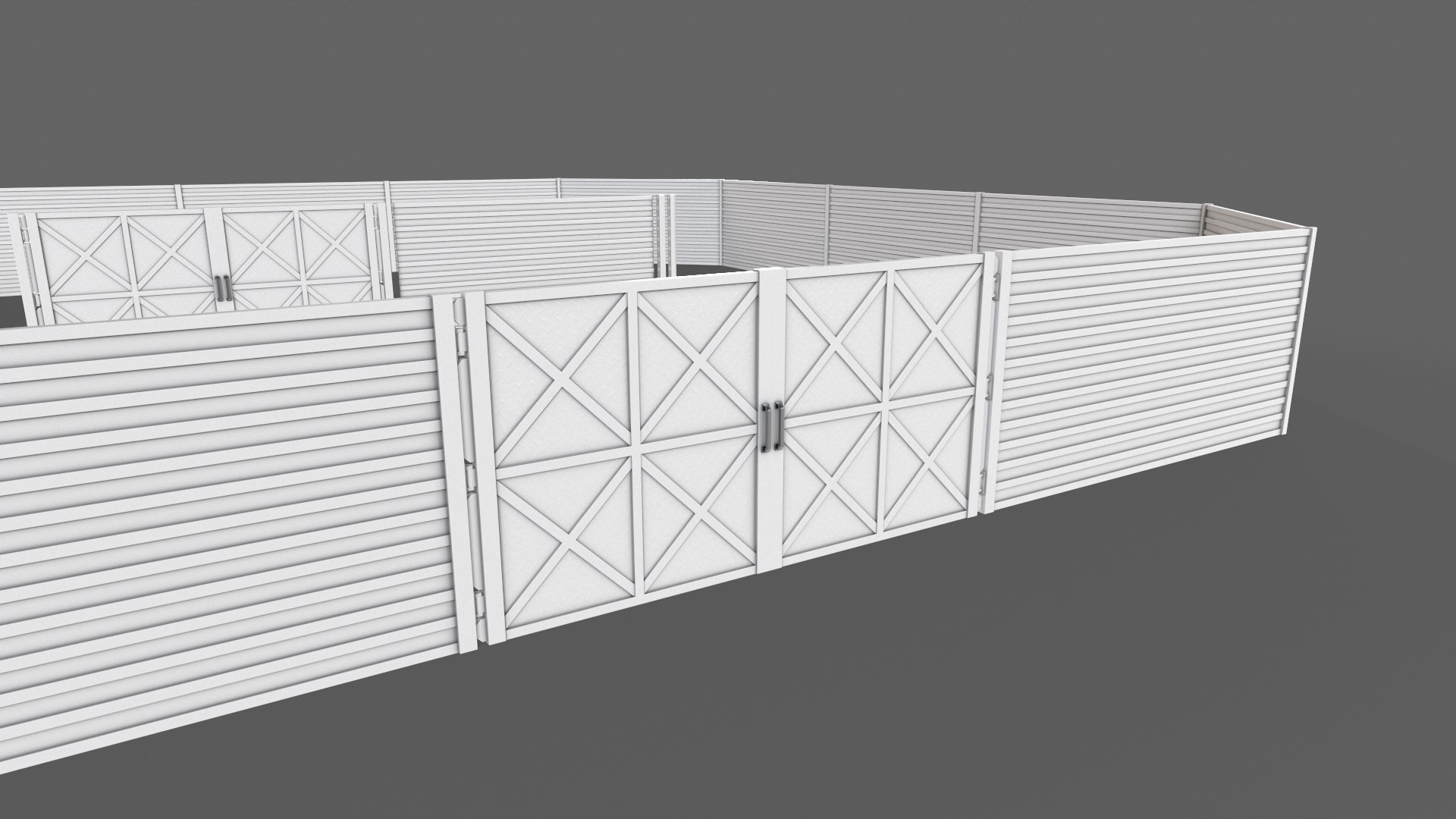 PBR Gate and Fence 1 Low-poly 3D model_9