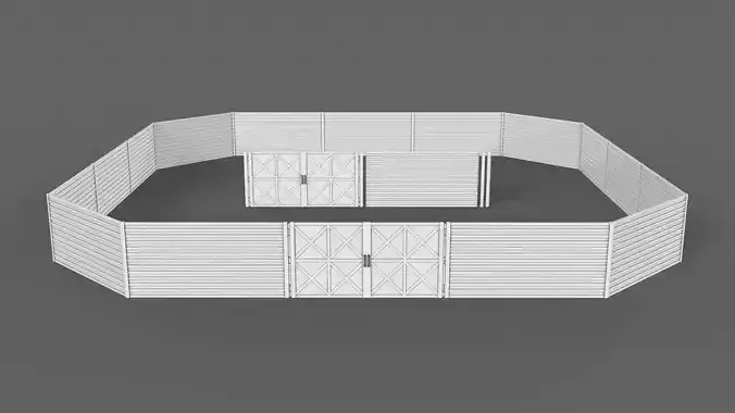 PBR Gate and Fence 1 Low-poly 3D model
