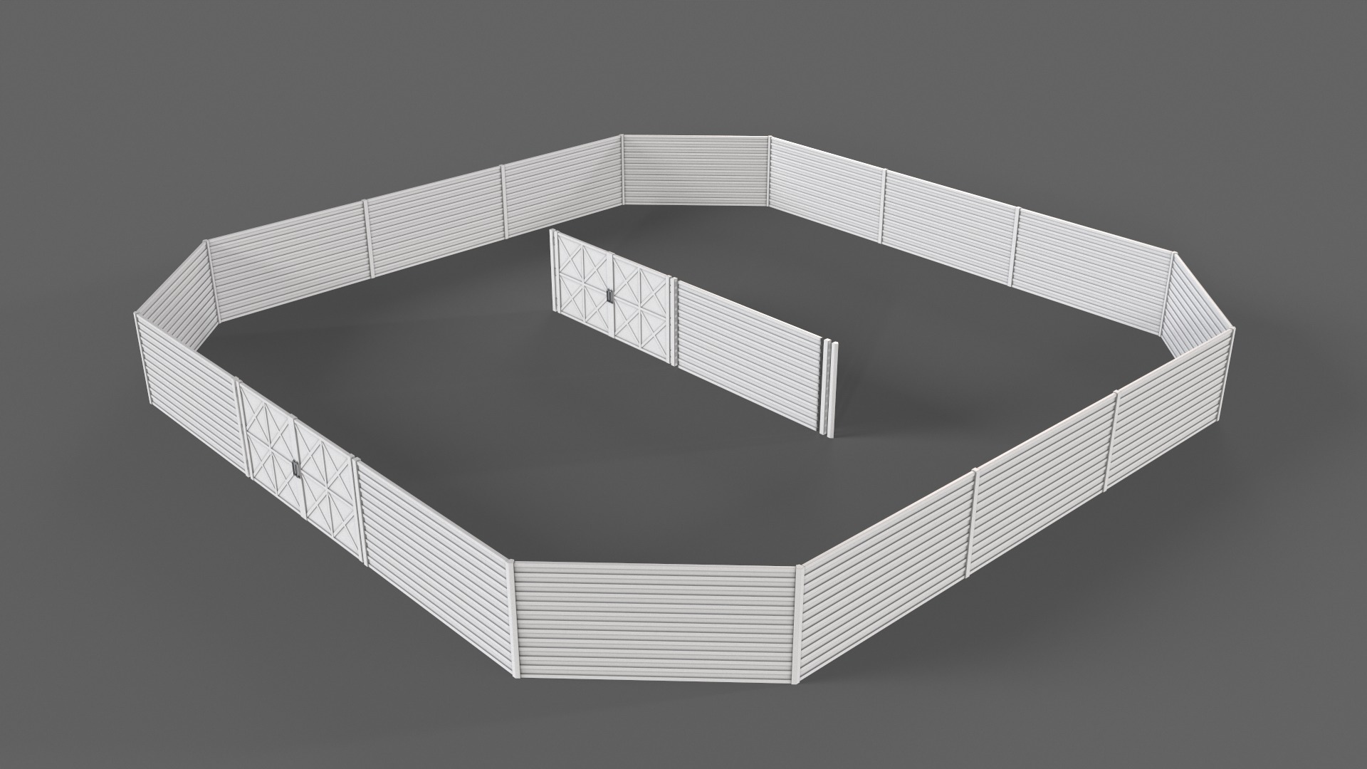 PBR Gate and Fence 1 Low-poly 3D model_6