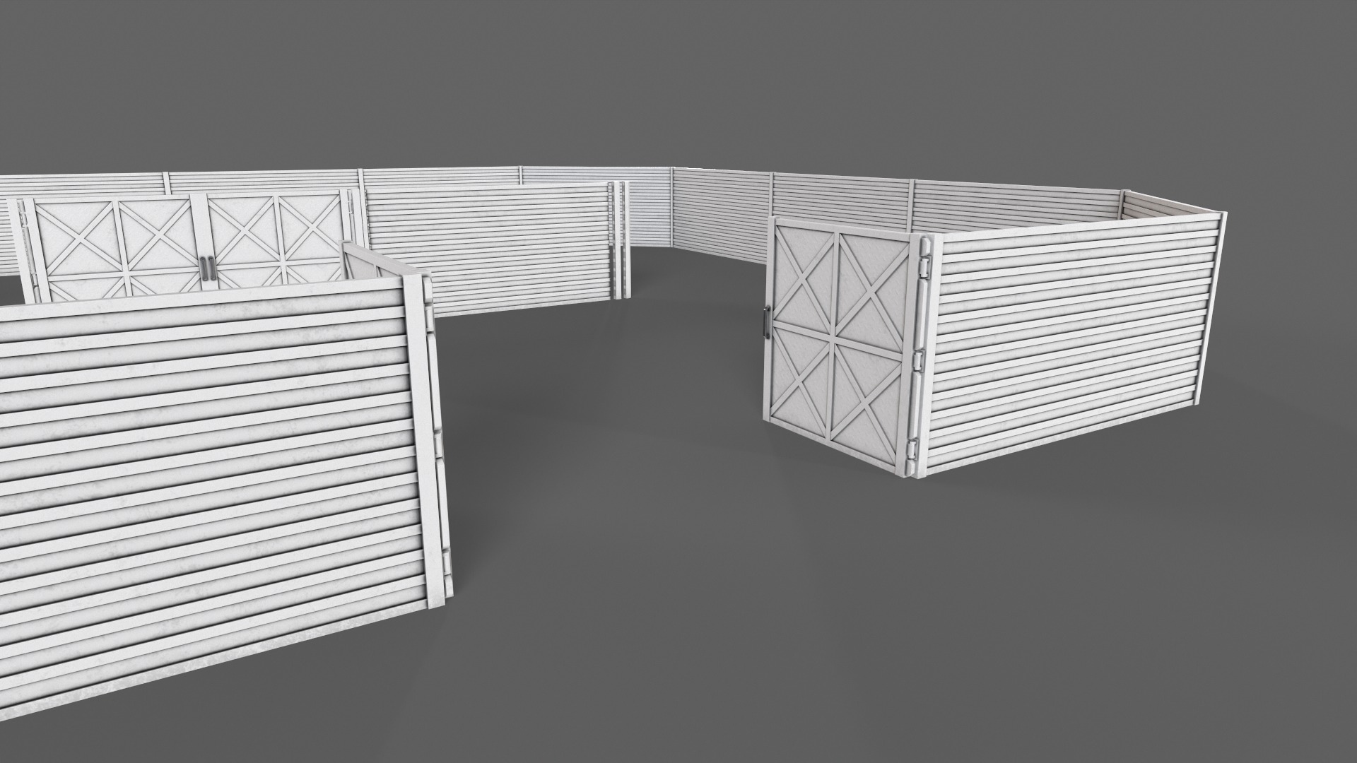 PBR Gate and Fence 1 Low-poly 3D model_11