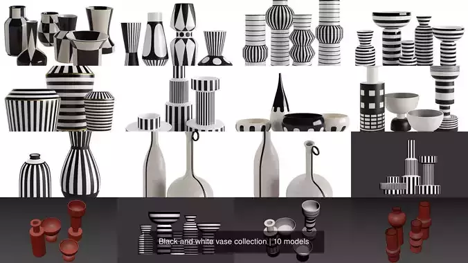 Black and white vase collection 