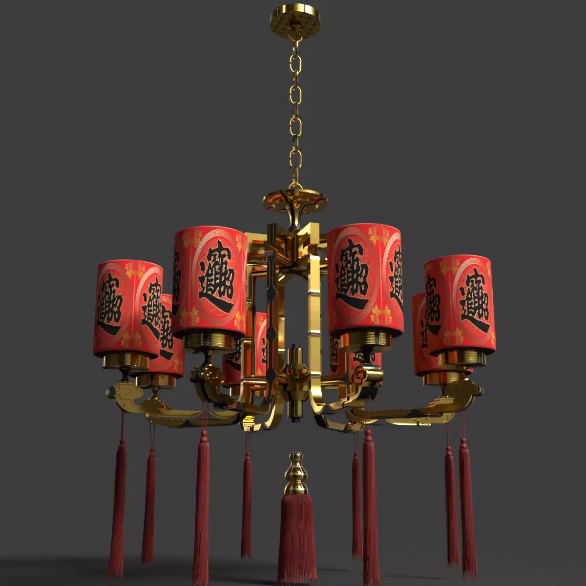 Chinese palace lantern Low-poly 3D model_0