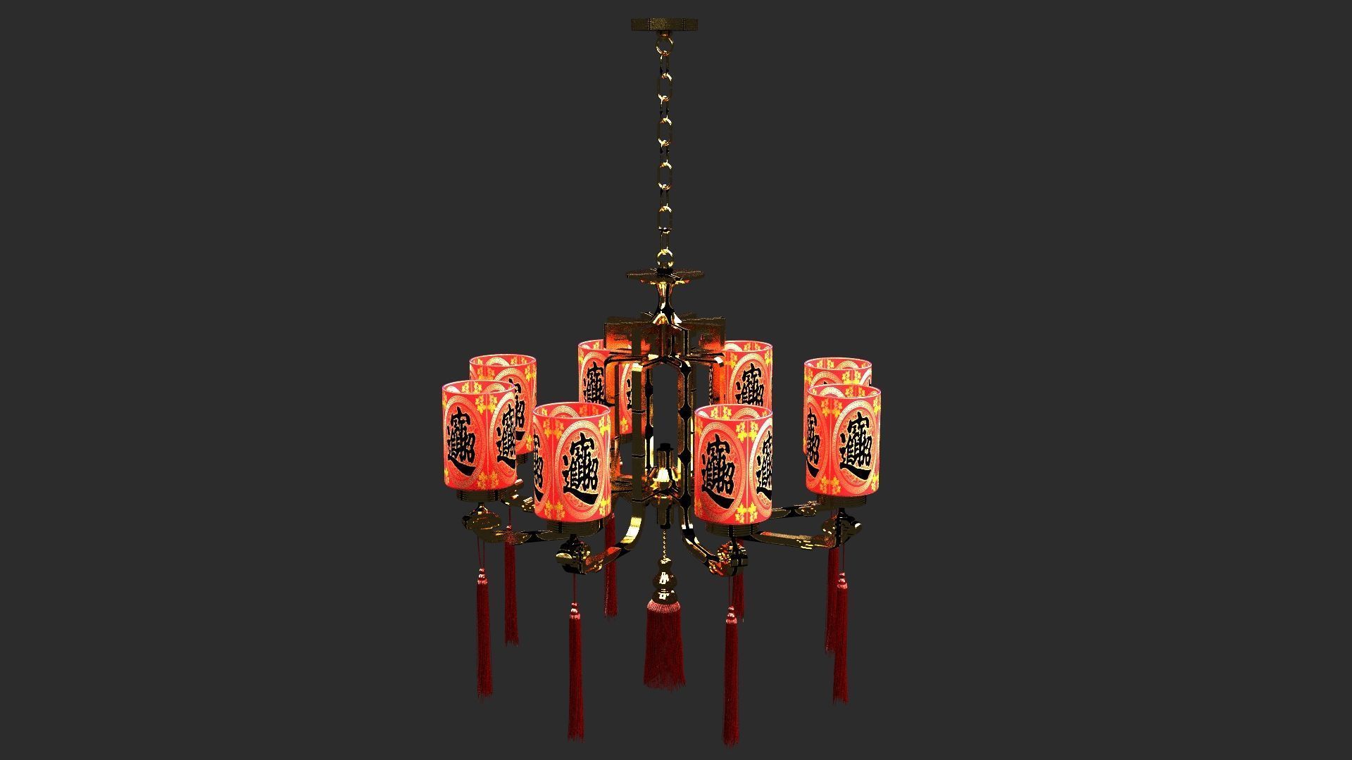 Chinese palace lantern Low-poly 3D model_8