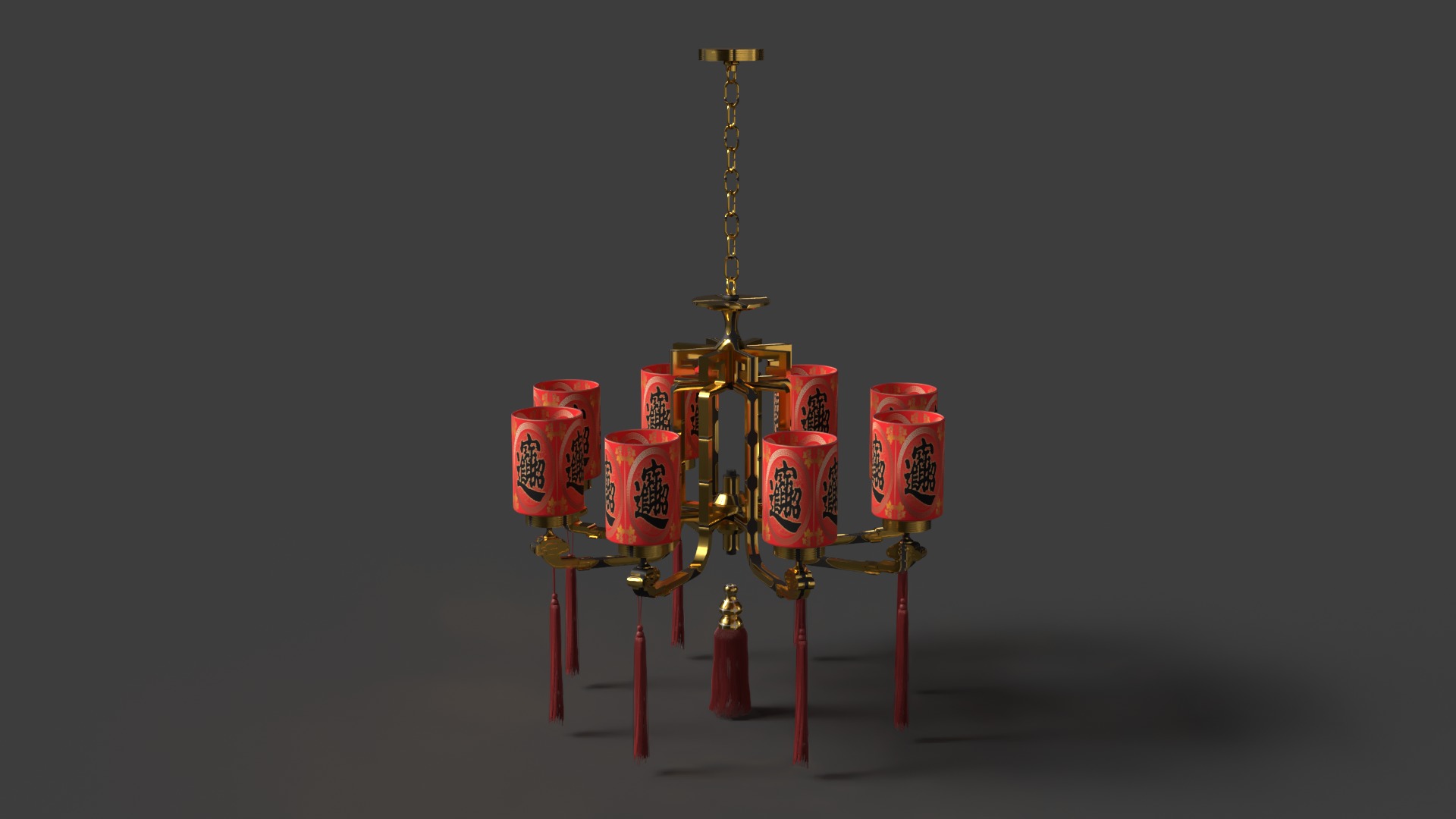 Chinese palace lantern Low-poly 3D model_4