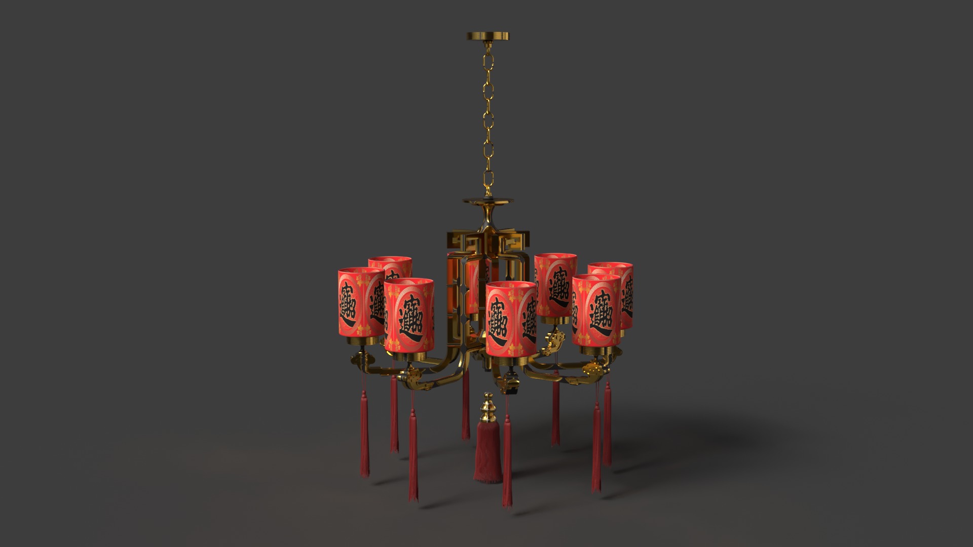 Chinese palace lantern Low-poly 3D model_2