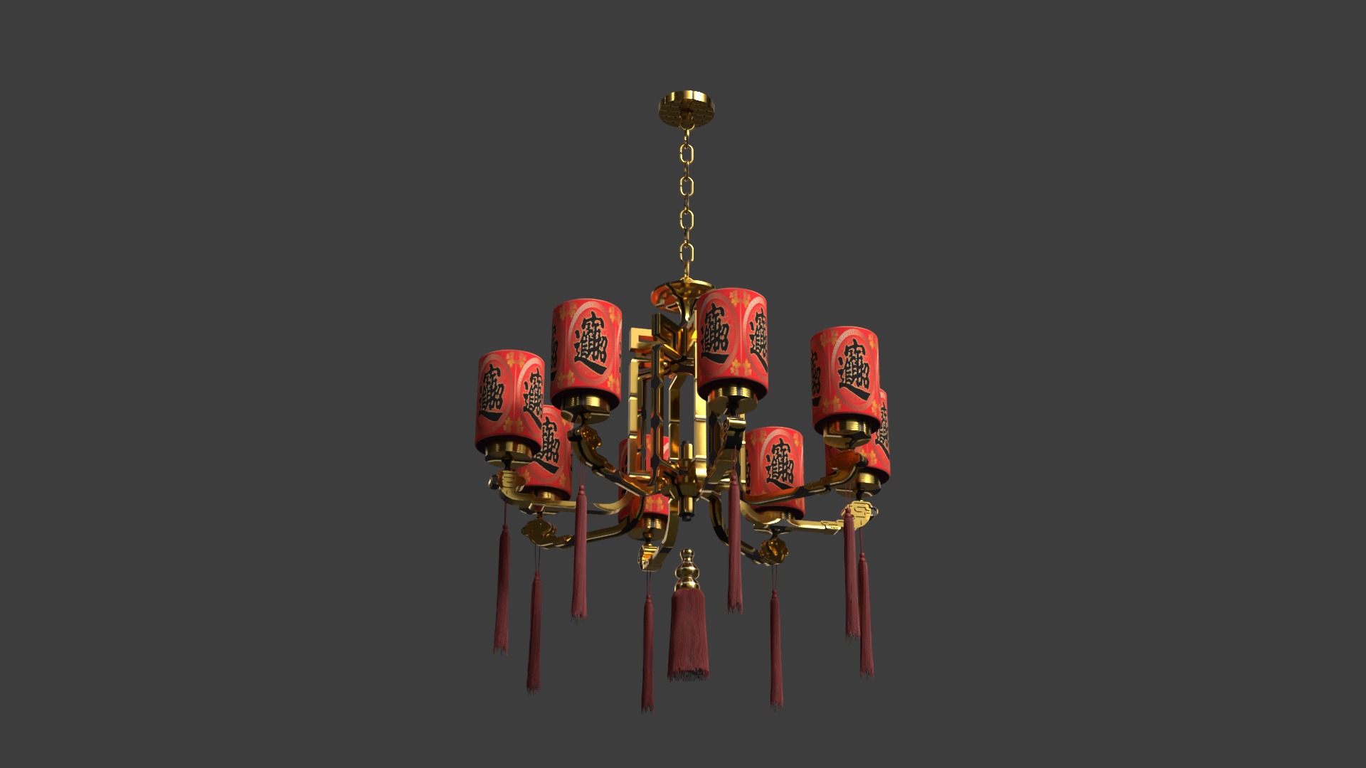 Chinese palace lantern Low-poly 3D model_6