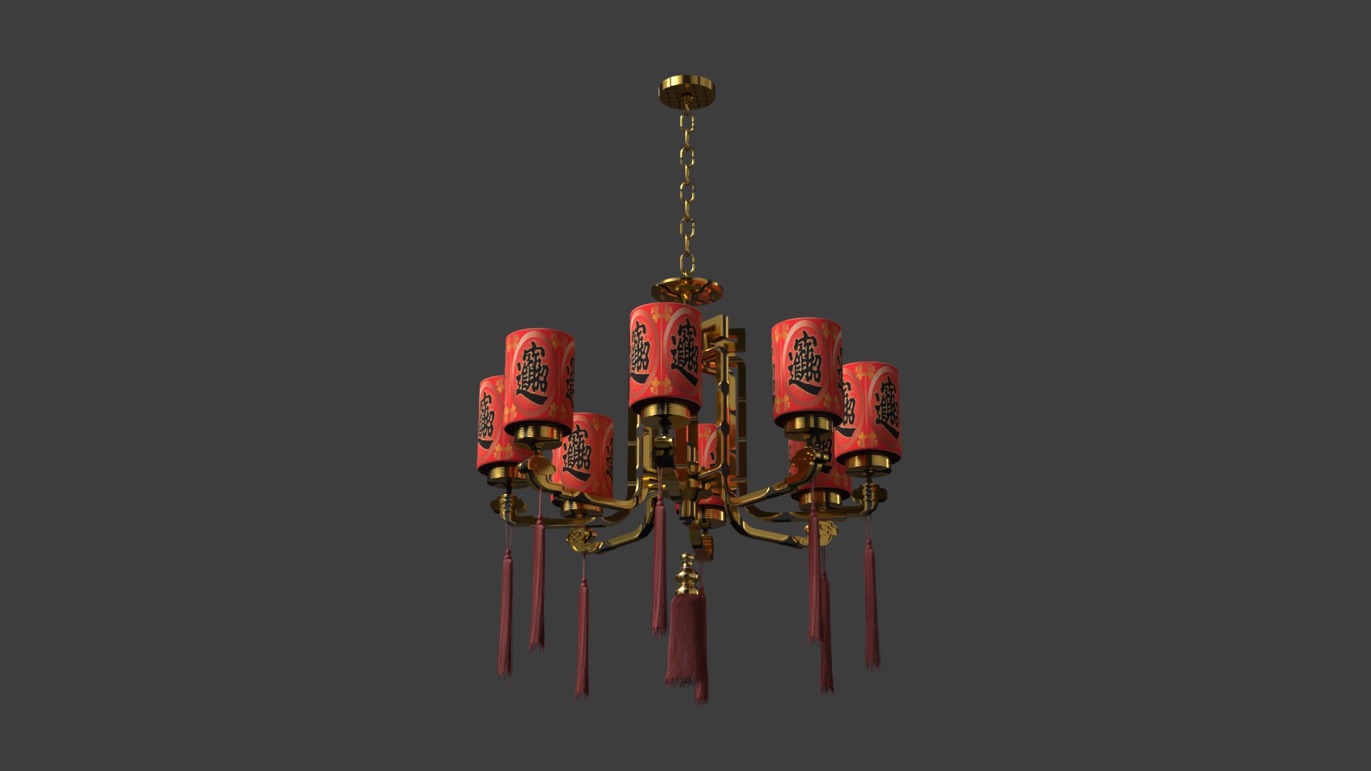 Chinese palace lantern Low-poly 3D model_5