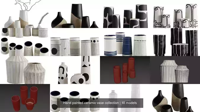 Hand painted ceramic vase collection 