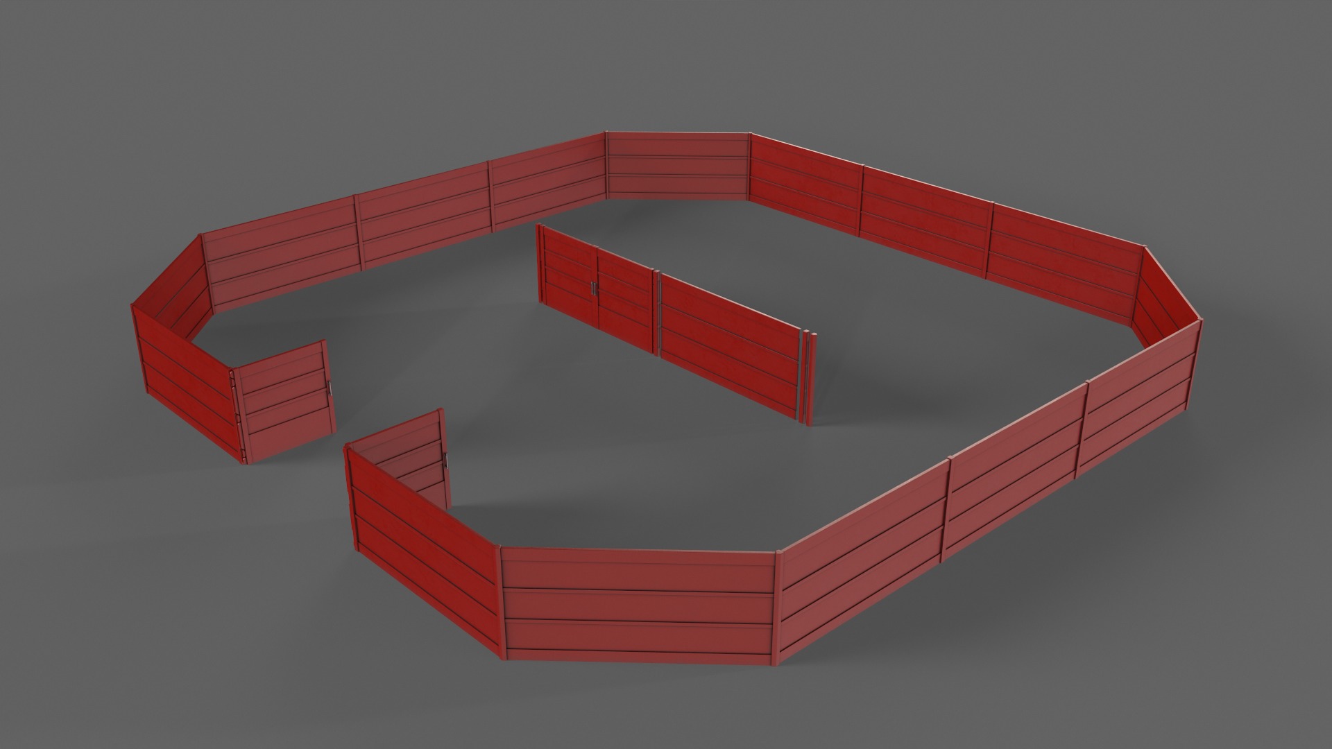 PBR Gate and Fence 2 Low-poly 3D model_8