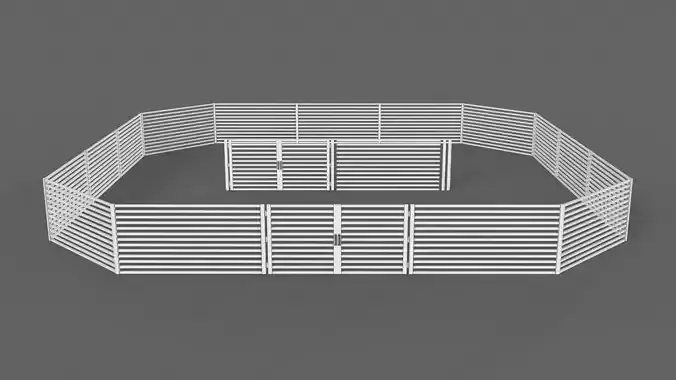 PBR Gate and Fence 4 Low-poly 3D model