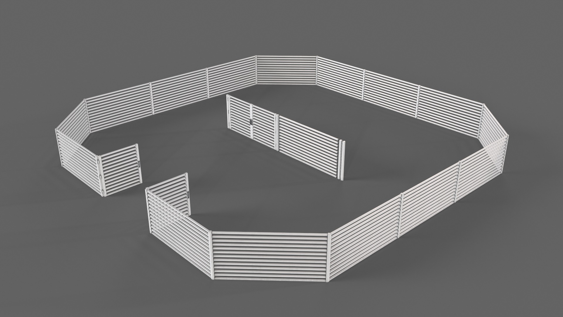 PBR Gate and Fence 4 Low-poly 3D model_8