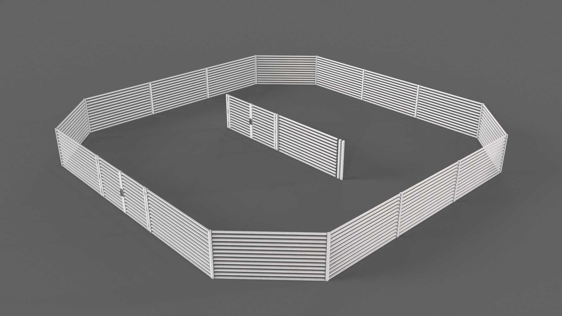 PBR Gate and Fence 4 Low-poly 3D model_7