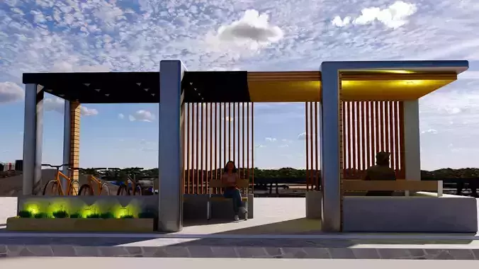 Shaded Area with Bike Parking skp 3D model
