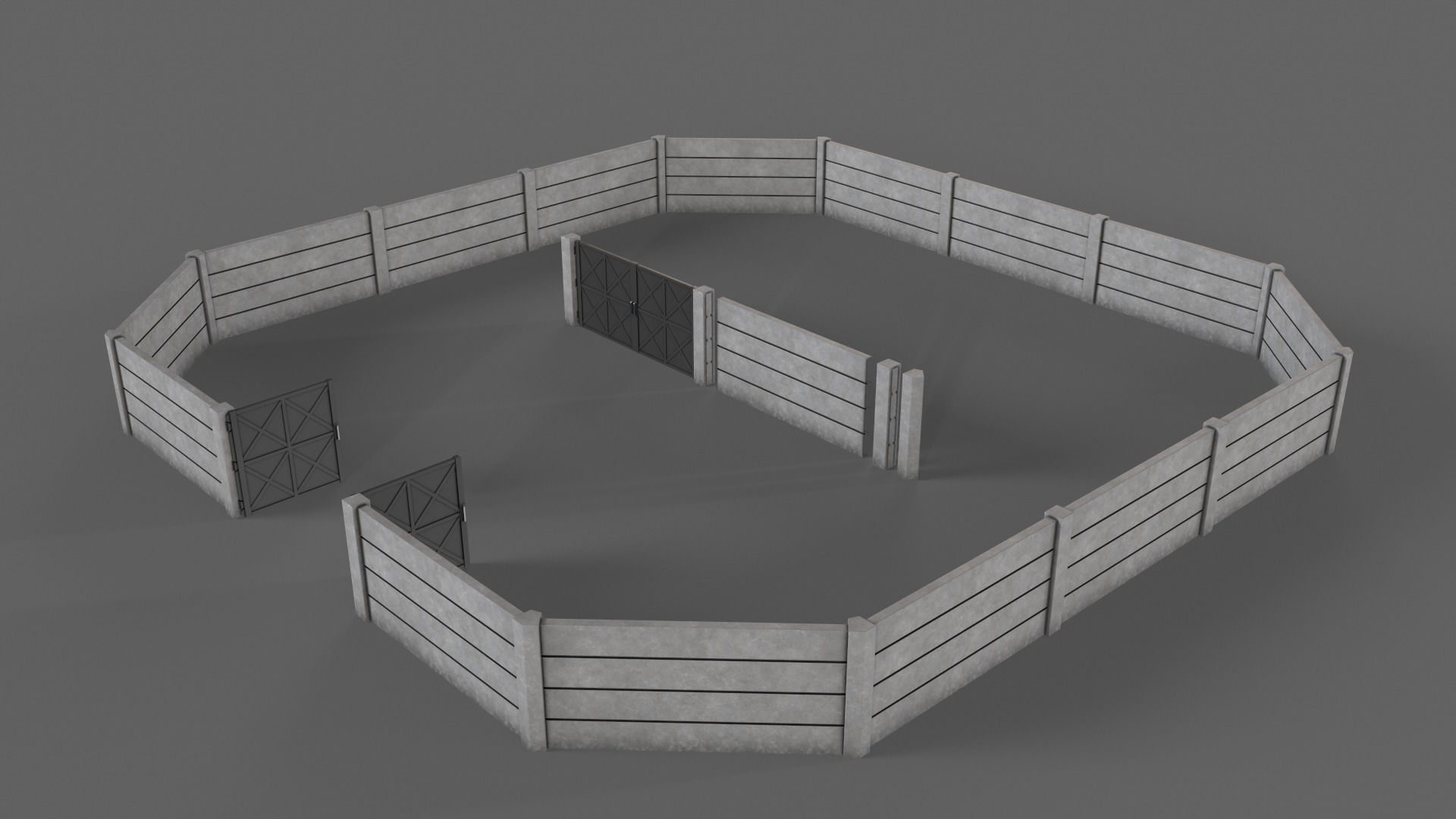 PBR Gate and Wall 1 Low-poly 3D model_8