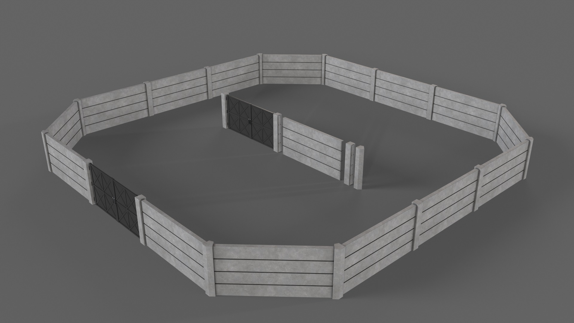 PBR Gate and Wall 1 Low-poly 3D model_6
