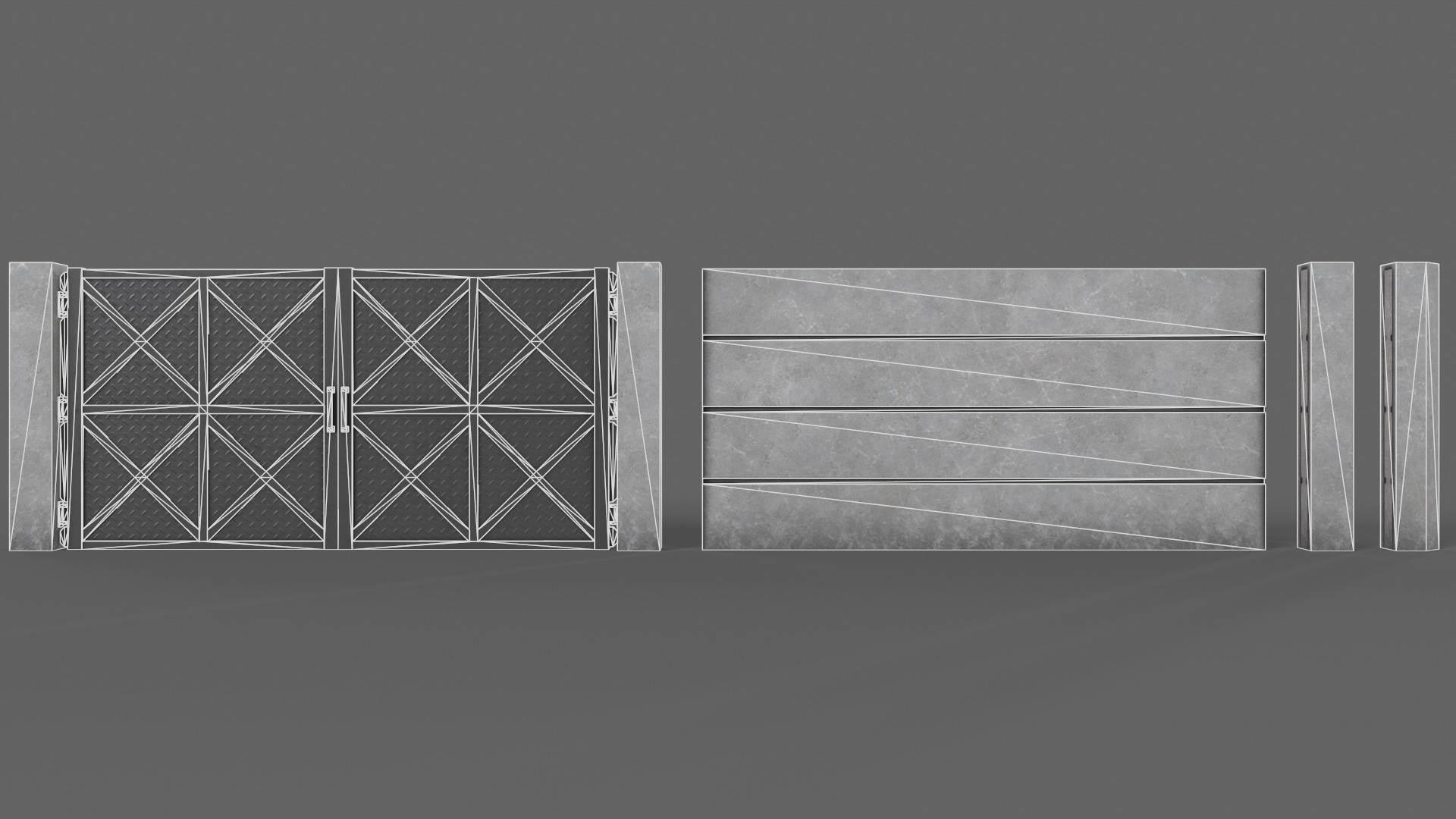 PBR Gate and Wall 1 Low-poly 3D model_14