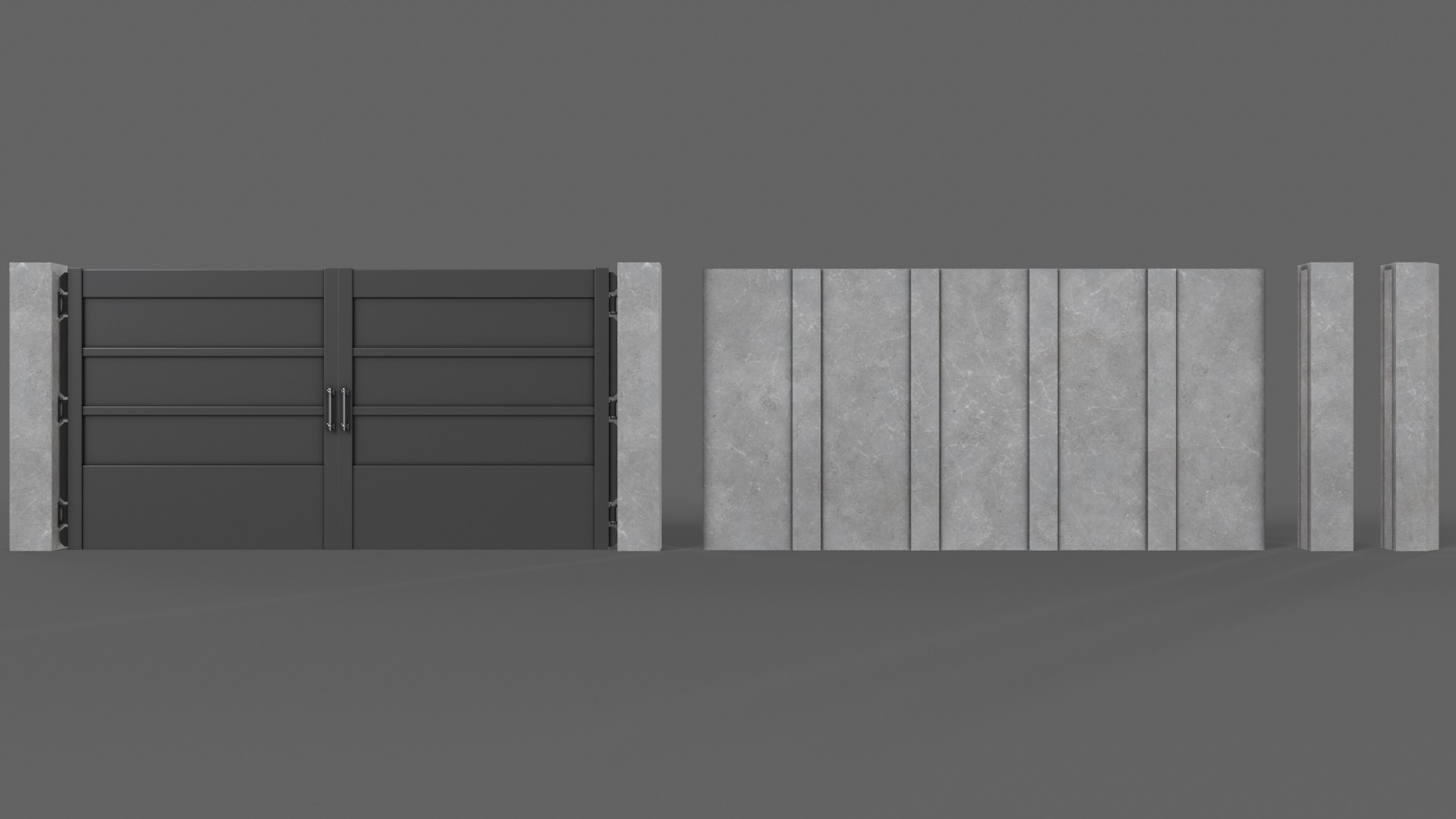 PBR Gate and Wall 2 Low-poly 3D model_12