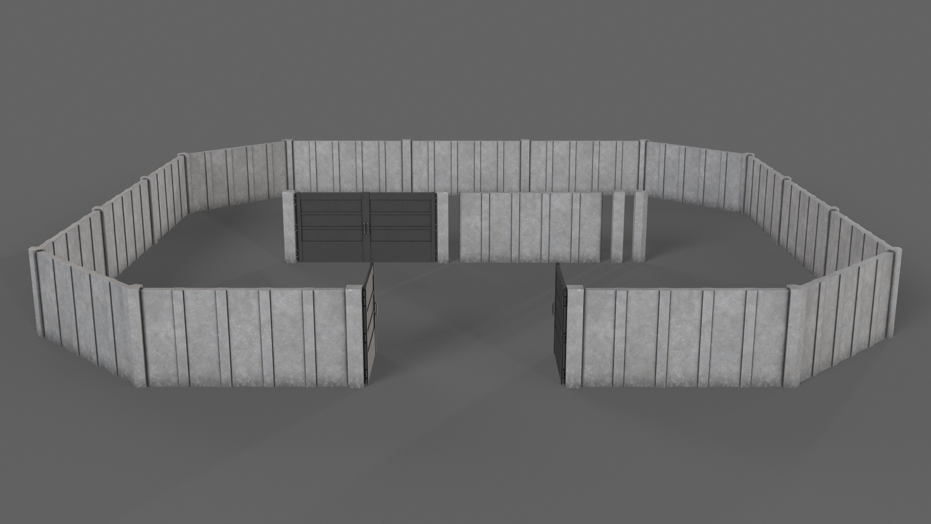 PBR Gate and Wall 2 Low-poly 3D model_5