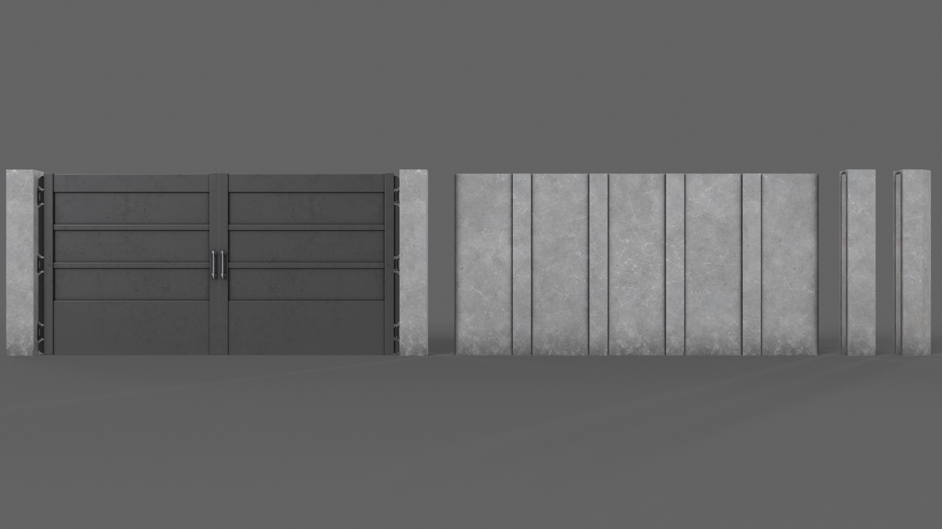 PBR Gate and Wall 2 Low-poly 3D model_13