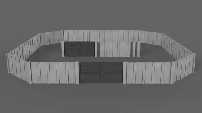 PBR Gate and Wall 2 Low-poly 3D model