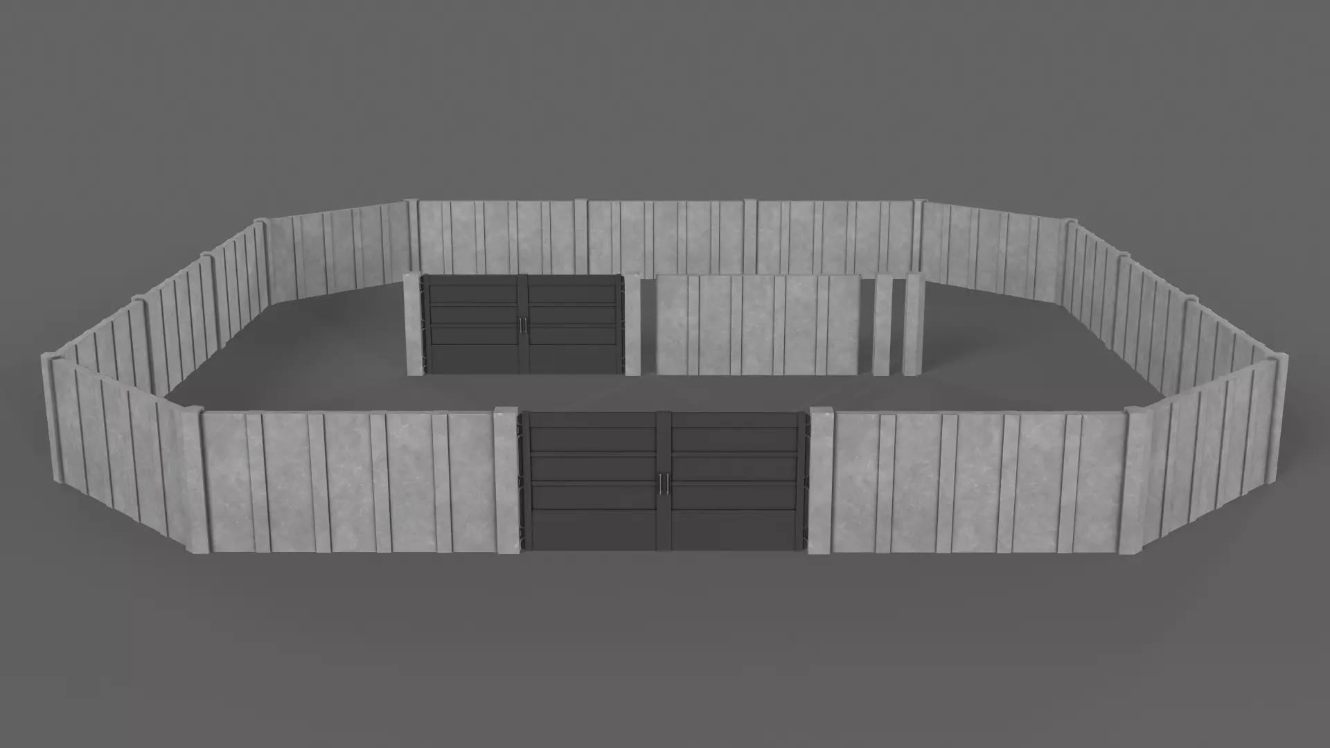 PBR Gate and Wall 2 Low-poly 3D model_0