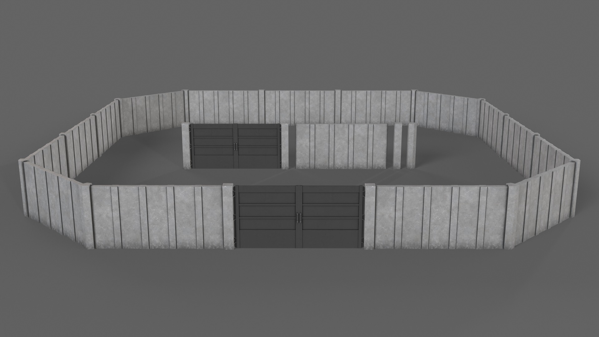 PBR Gate and Wall 2 Low-poly 3D model_4