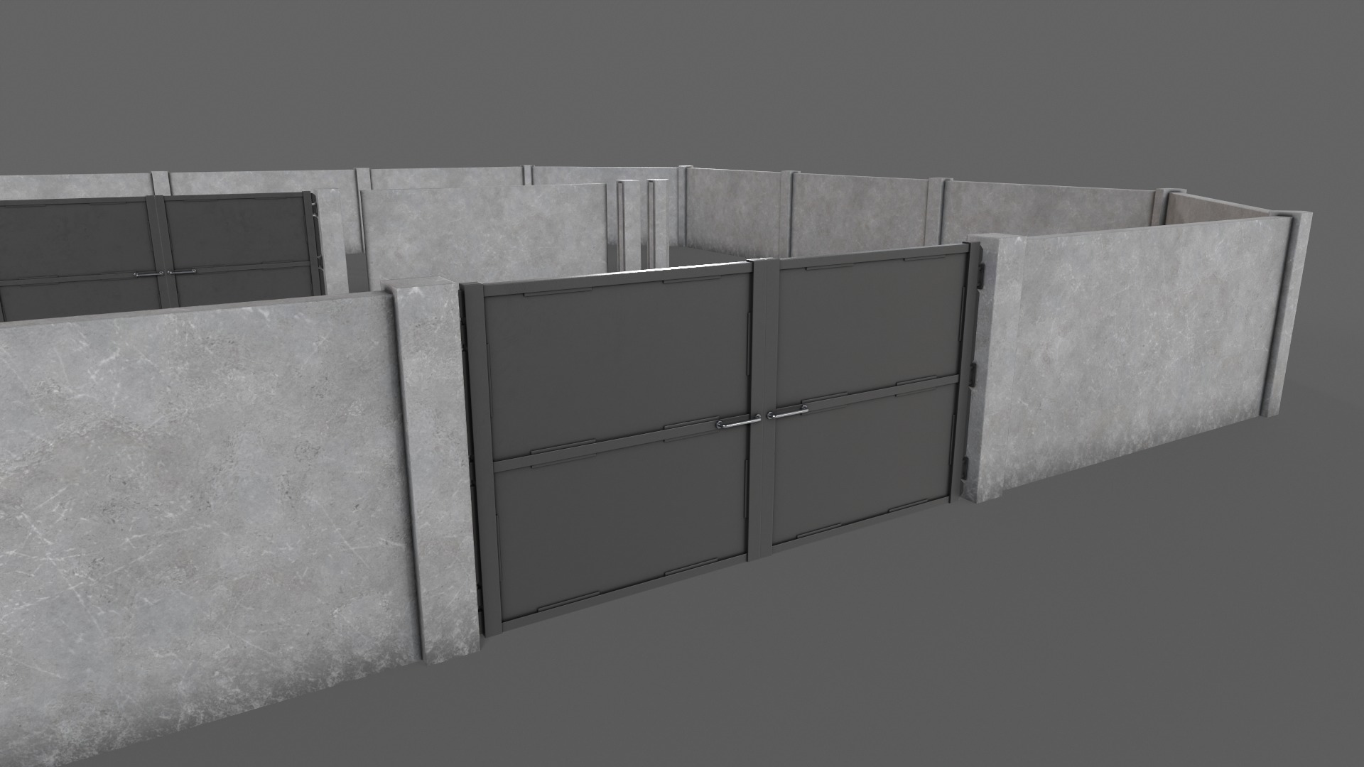 PBR Gate and Wall 3 Low-poly 3D model_10