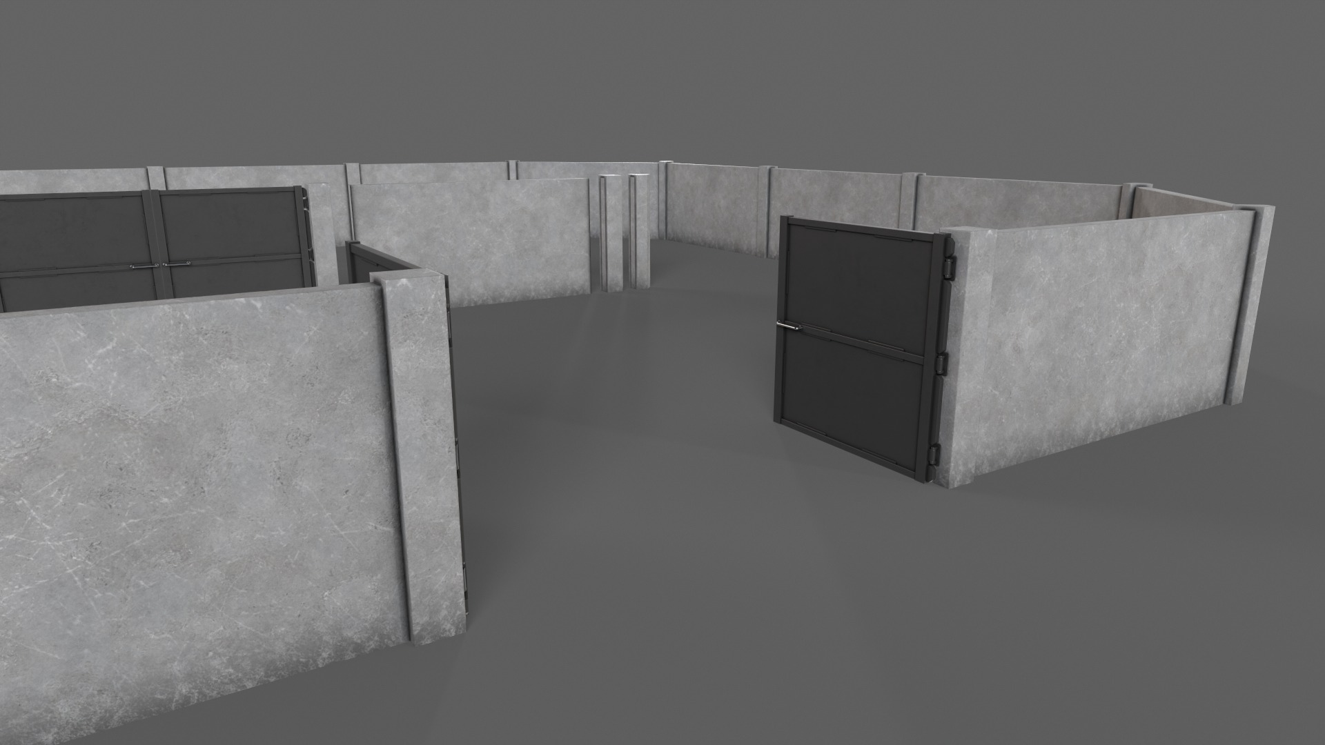 PBR Gate and Wall 3 Low-poly 3D model_11