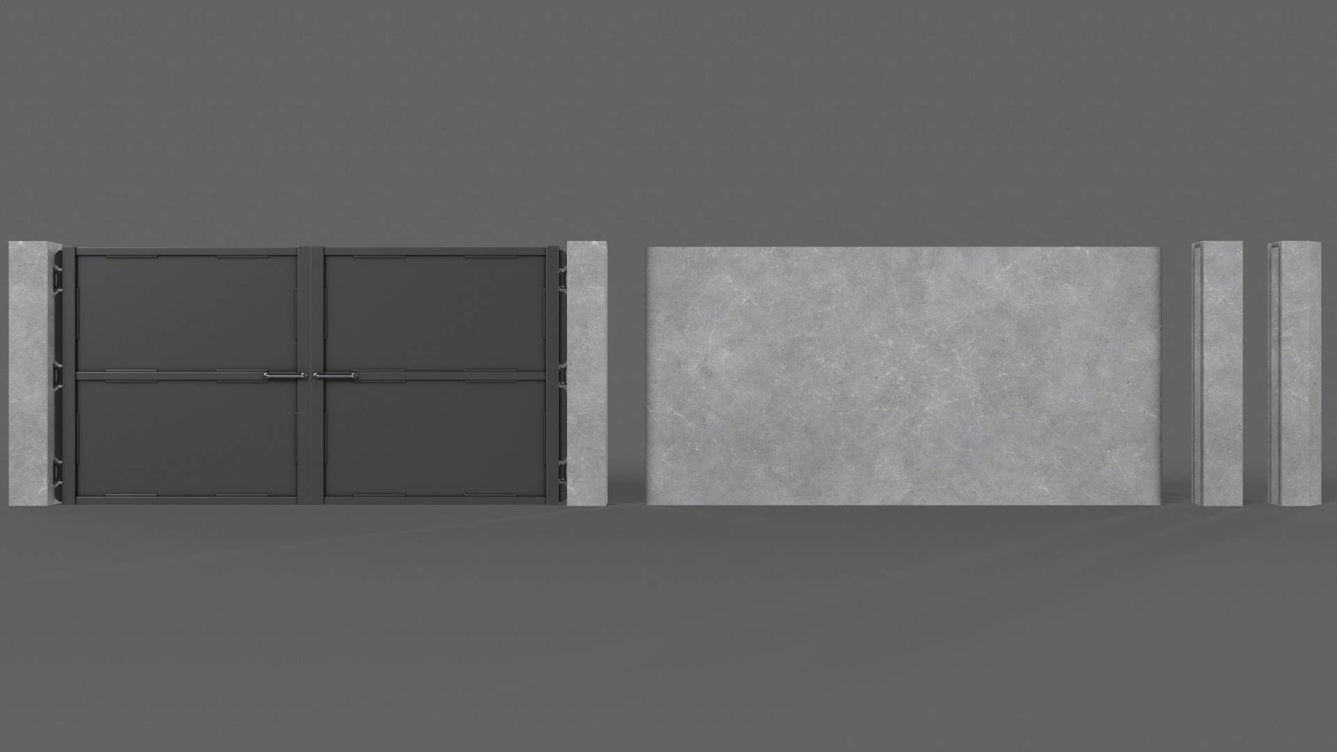PBR Gate and Wall 3 Low-poly 3D model_12