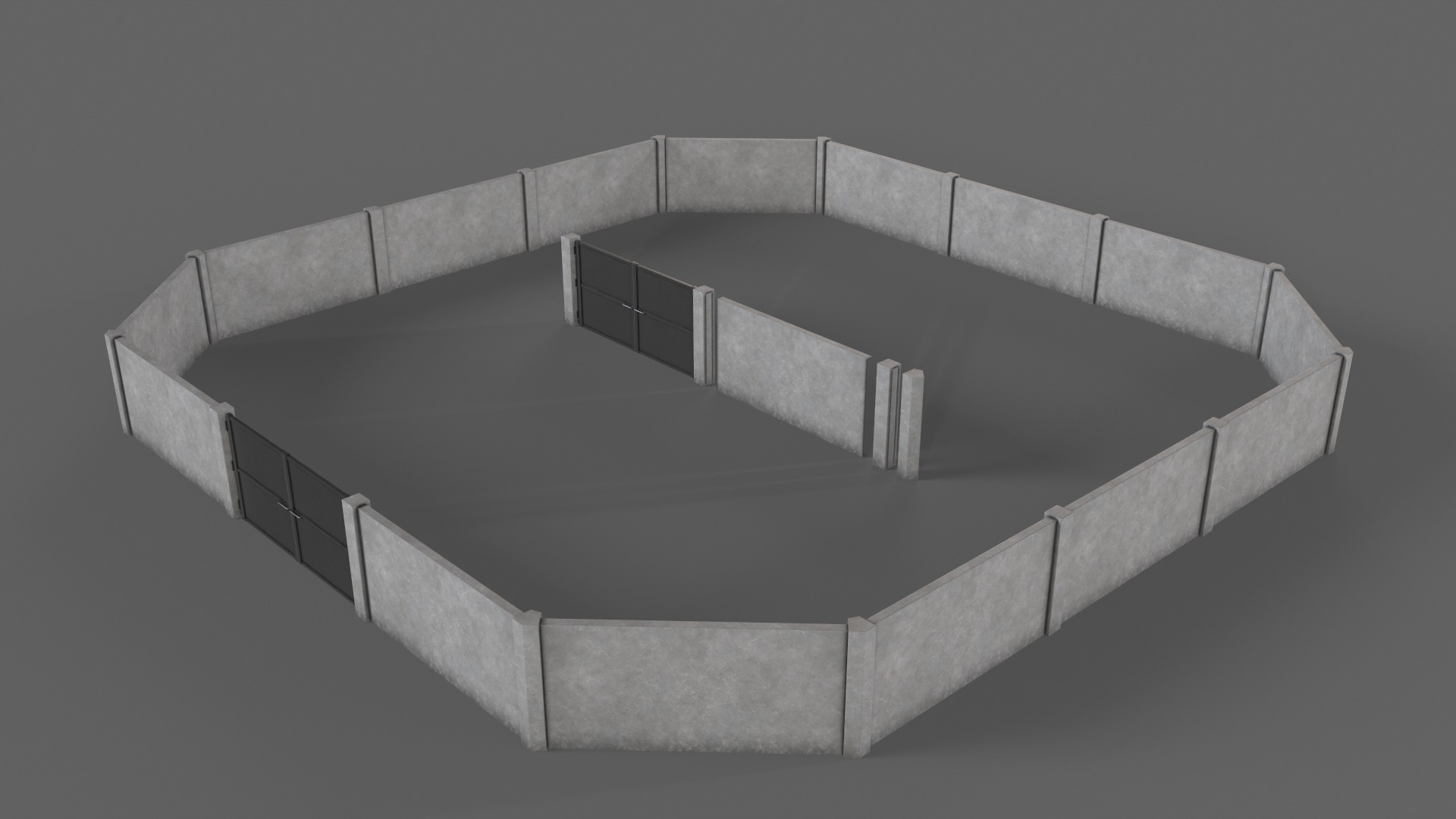 PBR Gate and Wall 3 Low-poly 3D model_7